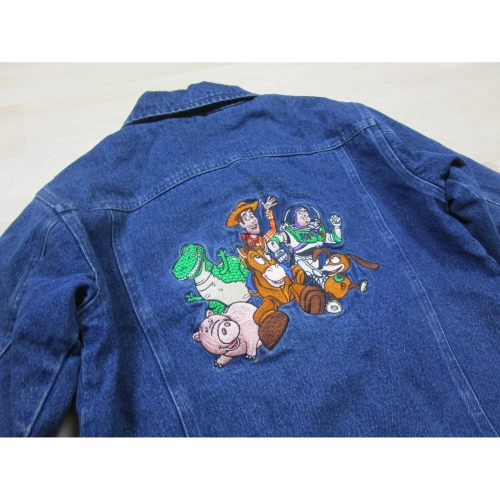 Vintage‎ Disney Store Toy Story Jean Jacket Kids (L) Embroidered Movie w/Pinback
